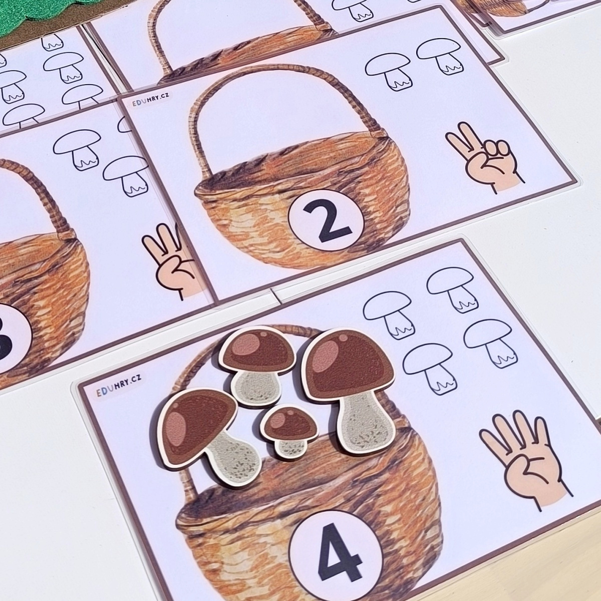 Aktivity Hříbky podzim - první počítání kartičky předškoláci